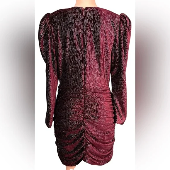 NEW LAVISH ALICE diamante velvet corset wrap mini dress in burgundy - Picture 2 of 4